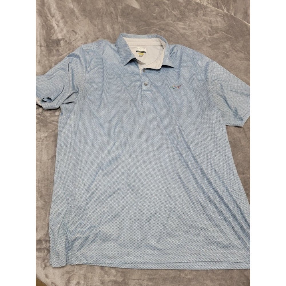 Greg‎ Norman Golf Polo Shirt Mens 2xl Play Dry blue geometric pattern